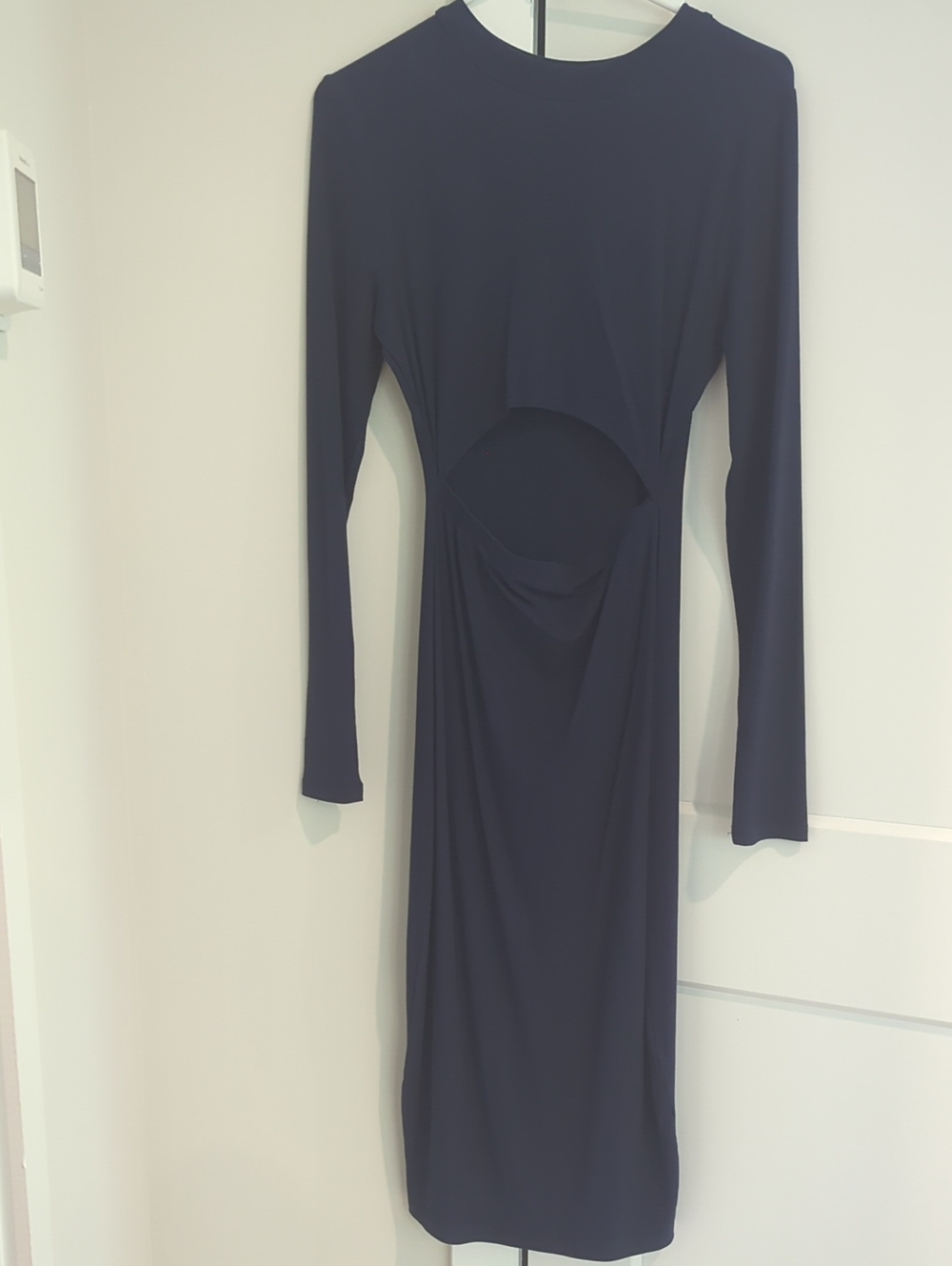 Long Sleeve Navy Cutout Midi Dress Small NWOT